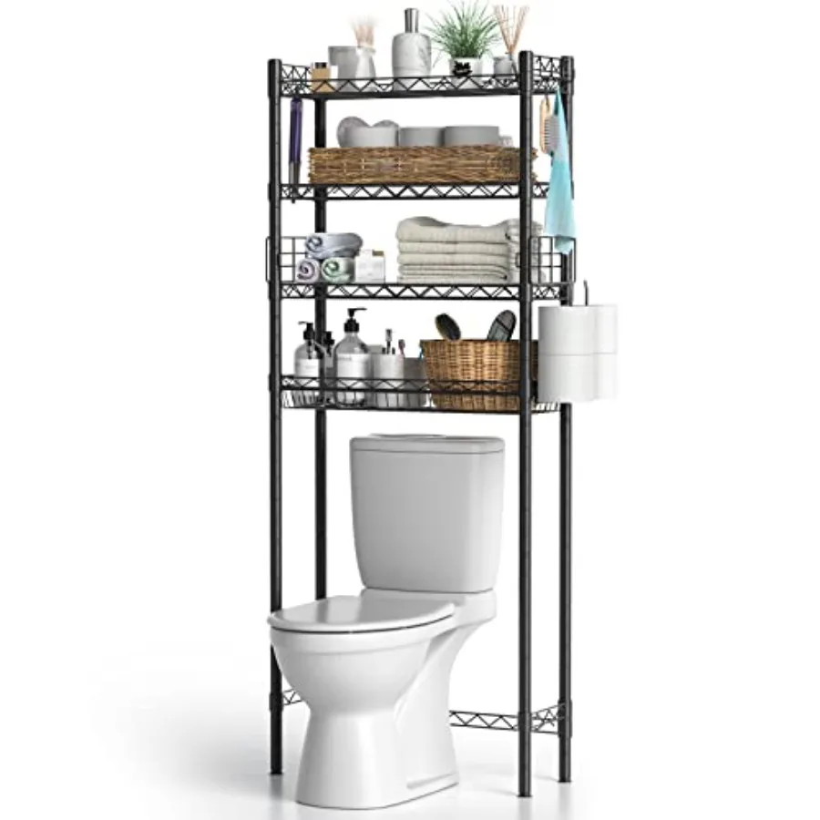 

Over Toilet Bathroom Organizer Adjustable 4-Tier Over The Toilet Storage Shelf Sturdy Bathroom Shelves Freestanding Above Toile