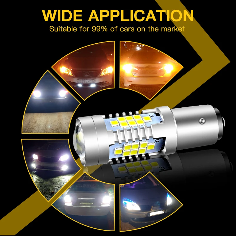 2PCS 1156 P21W LED Turn Signal Light BA15S Blub for BMW 3 Series E46 E30/5 Series E39 E34/X1 E84 F48/X2 F39, Yellow Lamp Canbus