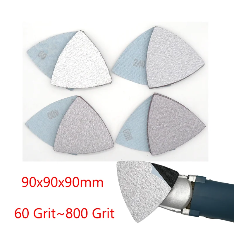 1Hook & Loop 60 To 800 Grits Abrasive Sanding Disc  90*90*90mm Sanding Sheets Triangle Sandpaper For Wood Metal Sanding
