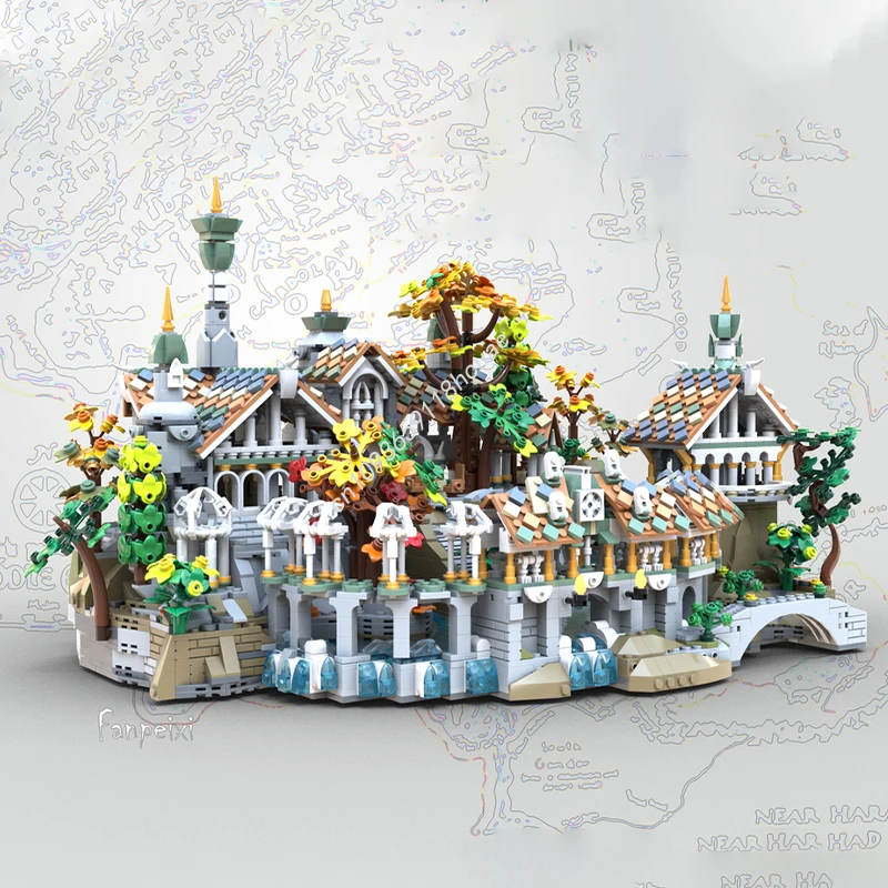 4372 Uds. MOC Elven santuario Mini Twilight Valley The Lord modelo bloques de construcción DIY juguetes de cumpleaños ensamblar idea regalos de navidad