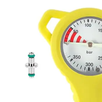 Rotatable Scuba Diving Residual Pressure Gauge Luminous for dial 360° Rotation 0-350Bar Protective Case & 7/16-20UNF Thread