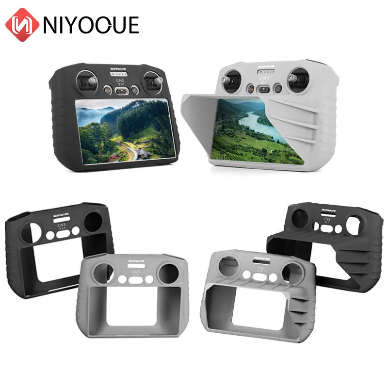 Silicone Case with Sun Hood Screen Remote Control Protective Cover Accessories for Mini 3 Pro DJI RC