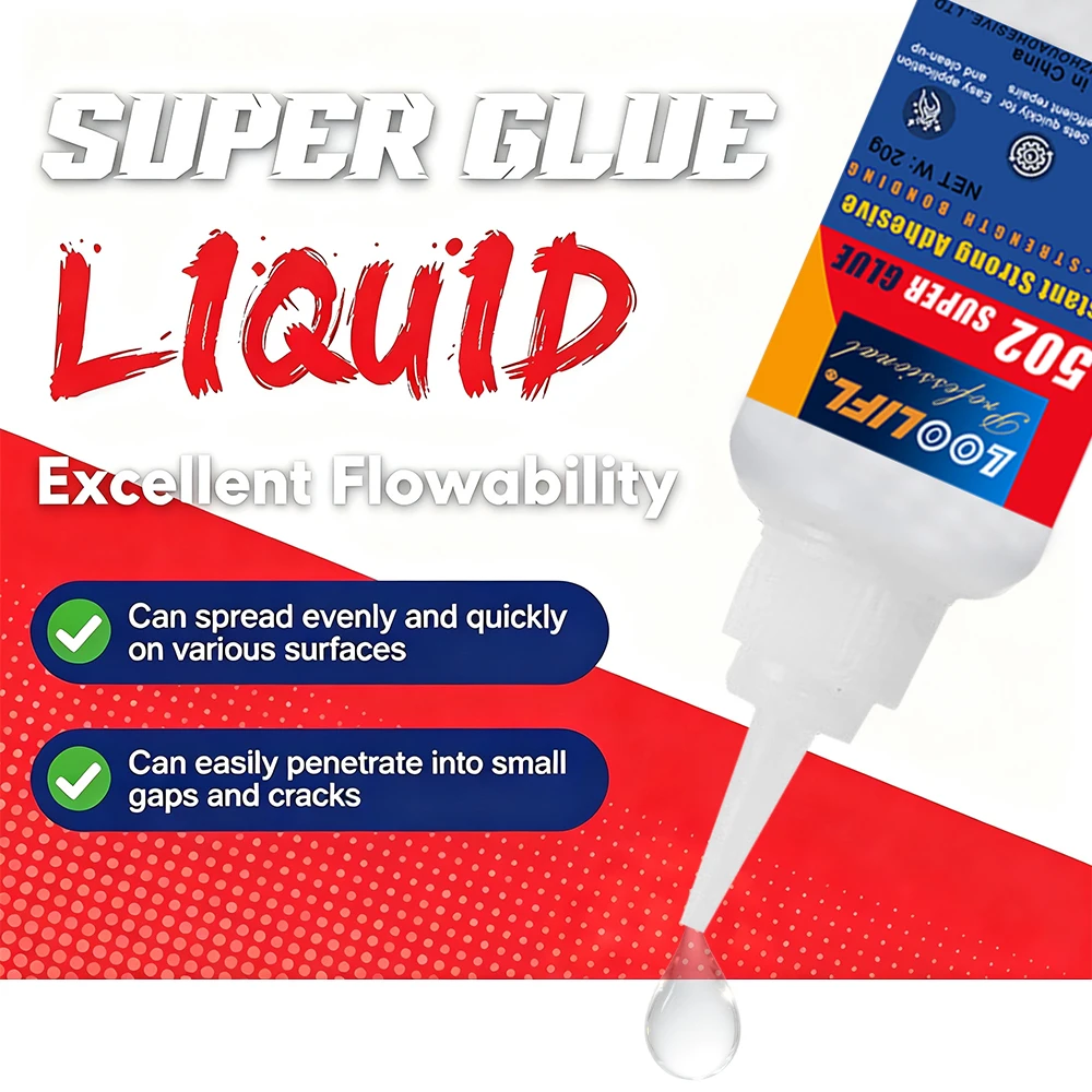 502 Super Glue  Instant Strong Cyanoacrylate Adhesive Waterproof Quick Stick Glue for Metal Wood Plastic Glass Rubber DIY Repair