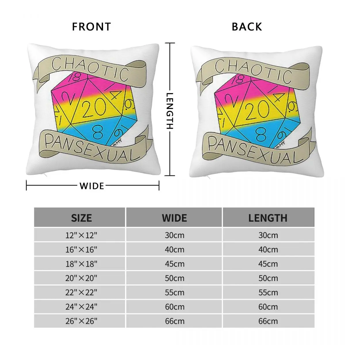 Chaotic Pansexual D20 Square Pillowcase Pillow Cover Polyester Cushion Zip Decorative Comfort Throw Pillow for Home Sofa