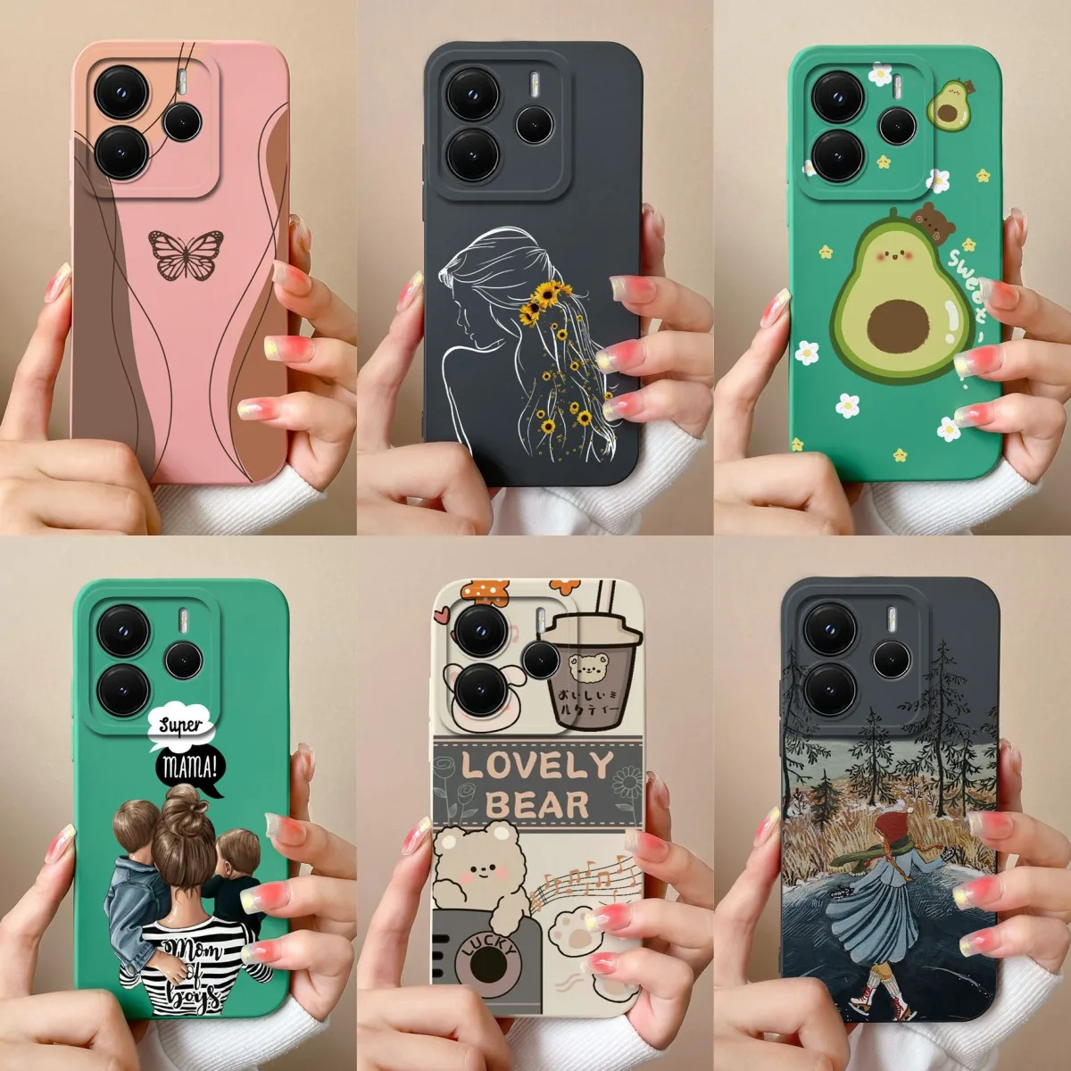 Redmi Note 14 Pro Plus 4G 5G 용 케이스 RedmiNote14 14Pro Plus Fundas 범퍼 용 예쁜 달콤한 소녀 실리콘 소프트 보호 커버