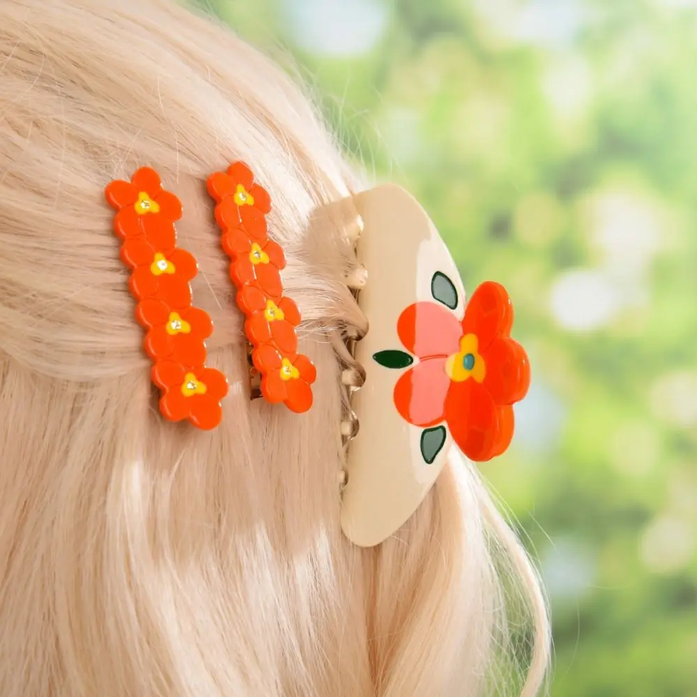 

Colorful Flower Acetate Hair Claw Hairpin Rhinestone Acetic Acid Shark Clip Hair Accessories Headwear Sakura Barrettes Daily