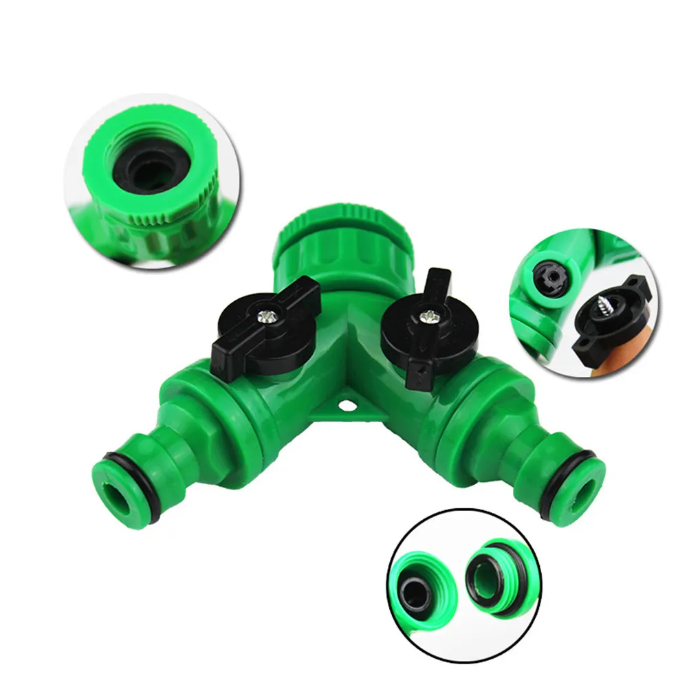 2PCS Water Distributor Valve Durable Rustproof Easy Install Two Independent Water Flow Control Hose Fittings Adapter Pipe