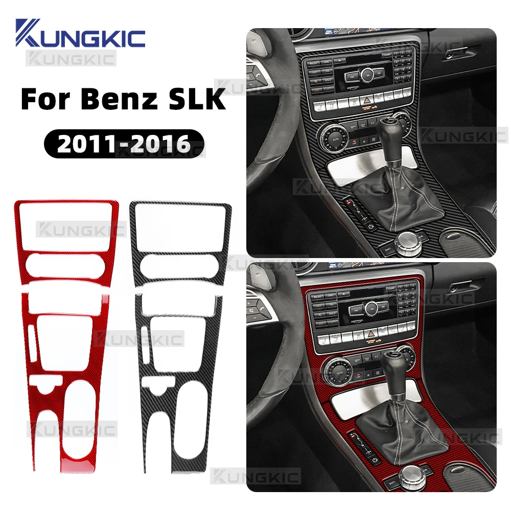 

For Mercedes Benz SLK R172 2011 2012 2013 2014 2015 2016 Car Central Control Gear Panel Real Soft Carbon Fiber Trim Sticker