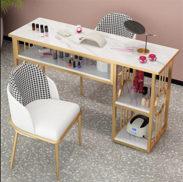 Long Manicure Glass Table and Chair Set for shop