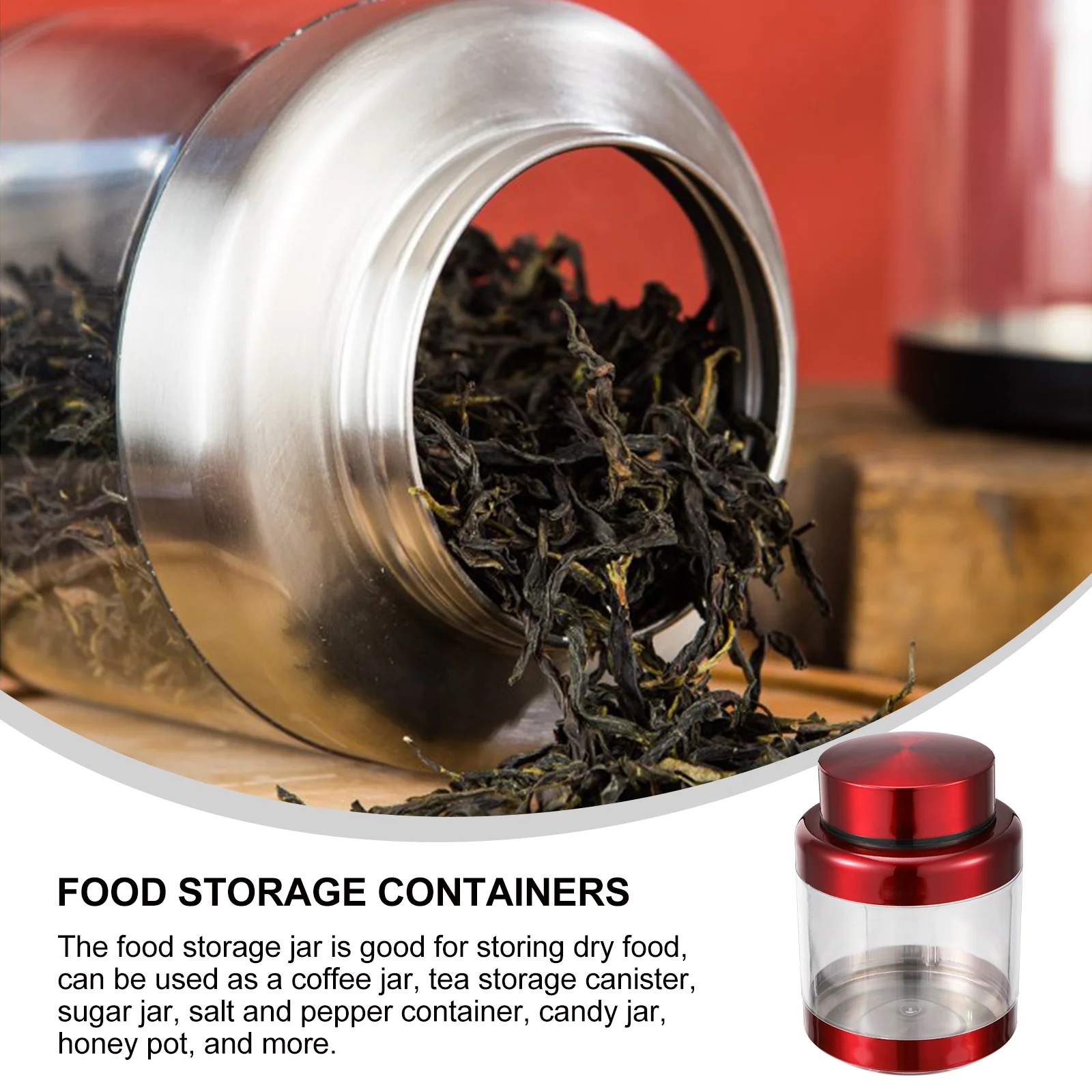

Stainless Steel Food Storage Jar Sealed Canister Kitchen Organizer for Dry Food Coffee Beans Tea Sugar Nuts Honey Storage