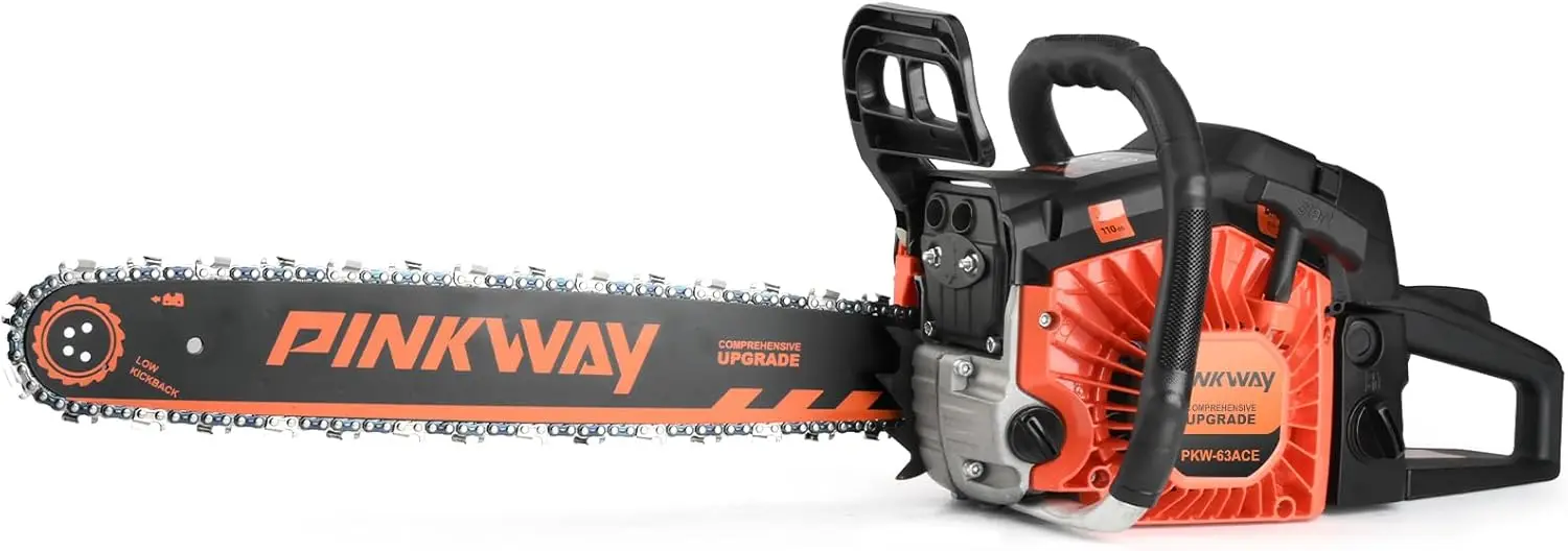 

63CC Gas Powered Chainsaw with 20" Bar, Cordless Petrol Handheld for Cutting Wood Trees Branches