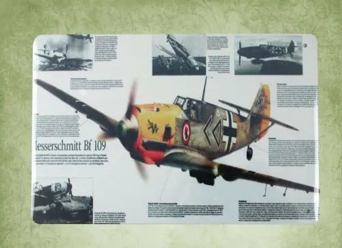 Messerschmitt Bf 109 Fighter Plane tin metal sign tin wall signs