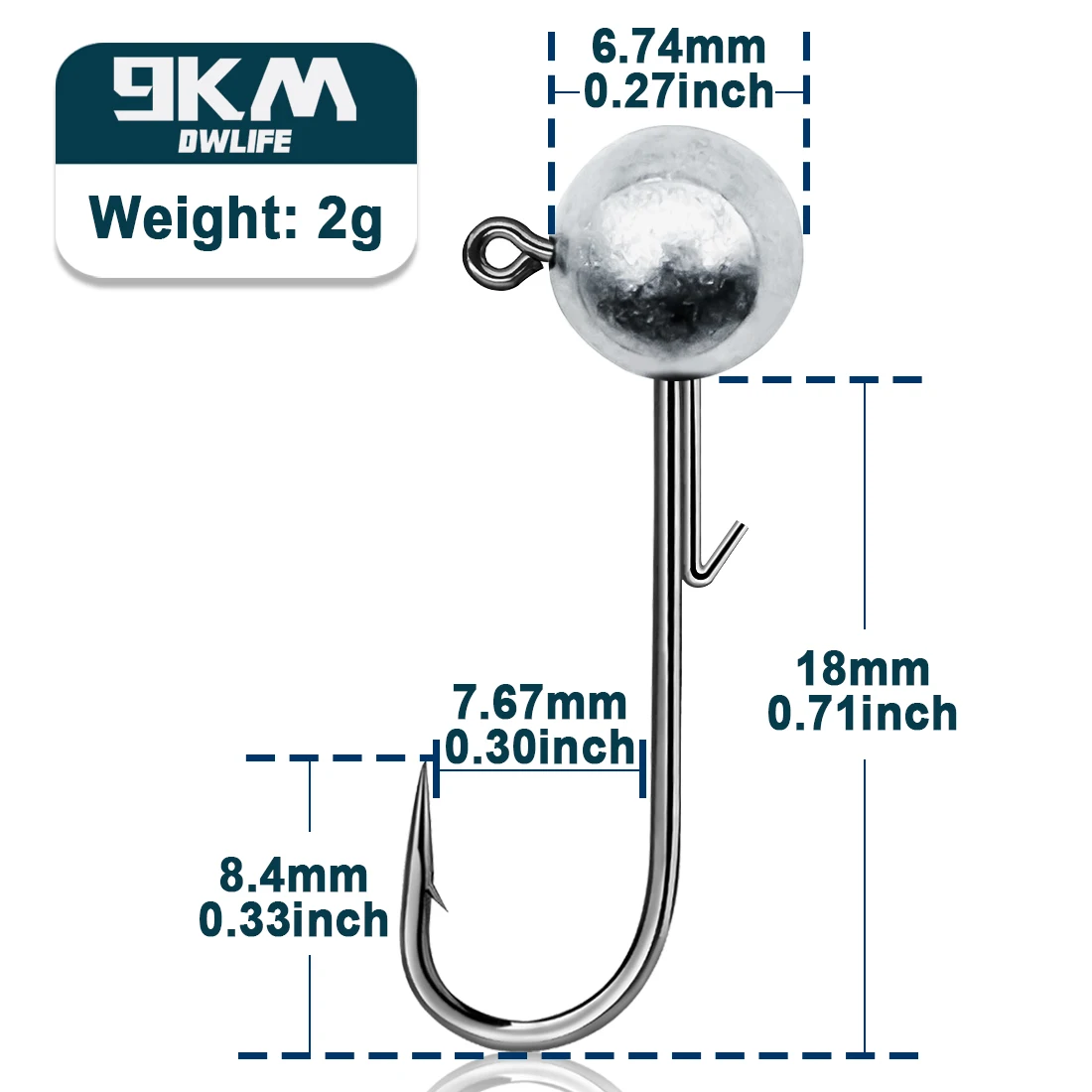9KM Runder Jigkopfhaken 5~20 Stück Angeljigs Bleikopfhaken für Weichköder Swimbait Jigkopfhaken Süßwasser Salzwasser Angelzubehör