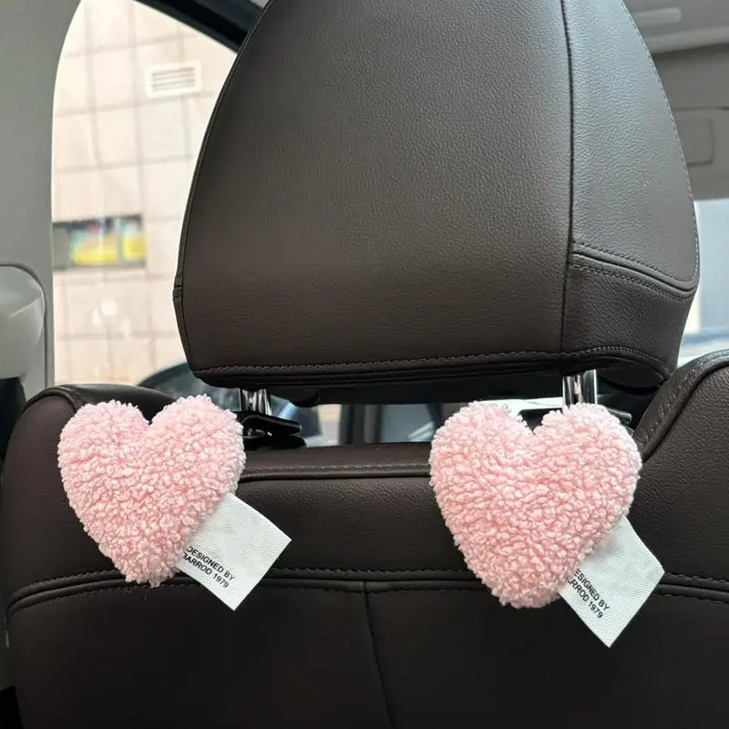 Car Purse Hook Heart Shape Auto Purse Hook 2PCS Cute Car Interior Accessories 44 Lbs Bearing Load Headrest Hooks For Tote Purse