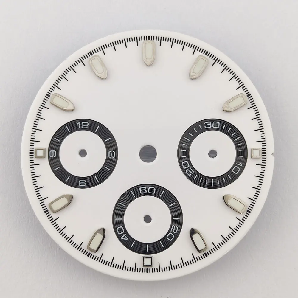 Vk63 Zifferblatt 29,5mm Zifferblatt benutzer definiertes Logo weißes Zifferblatt geeignet für vk63 Quarz werk Uhr Ersatzteile Chronograph Zifferblatt