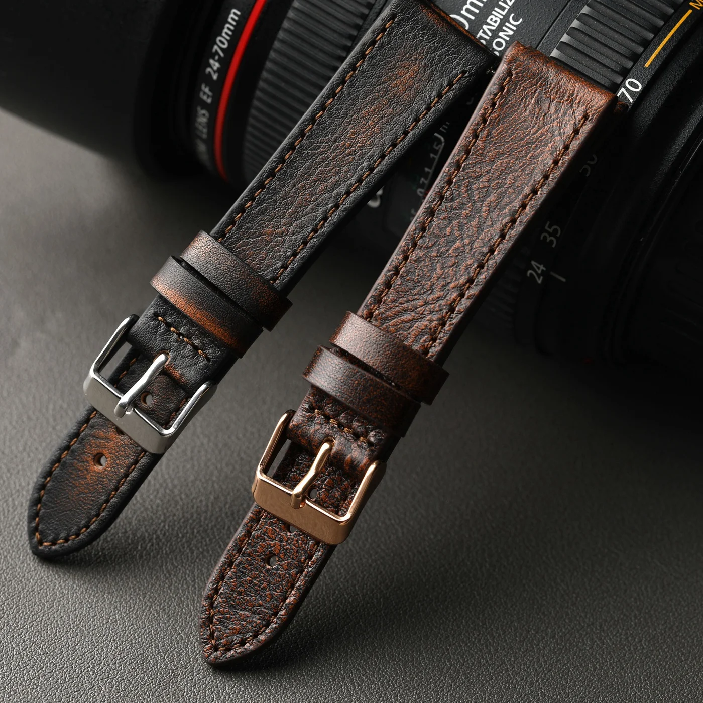 Handmade vintage strap, brushed color 18 19 20 22MM, soft and easy to wear, quick release, thin strap, for antique watchband