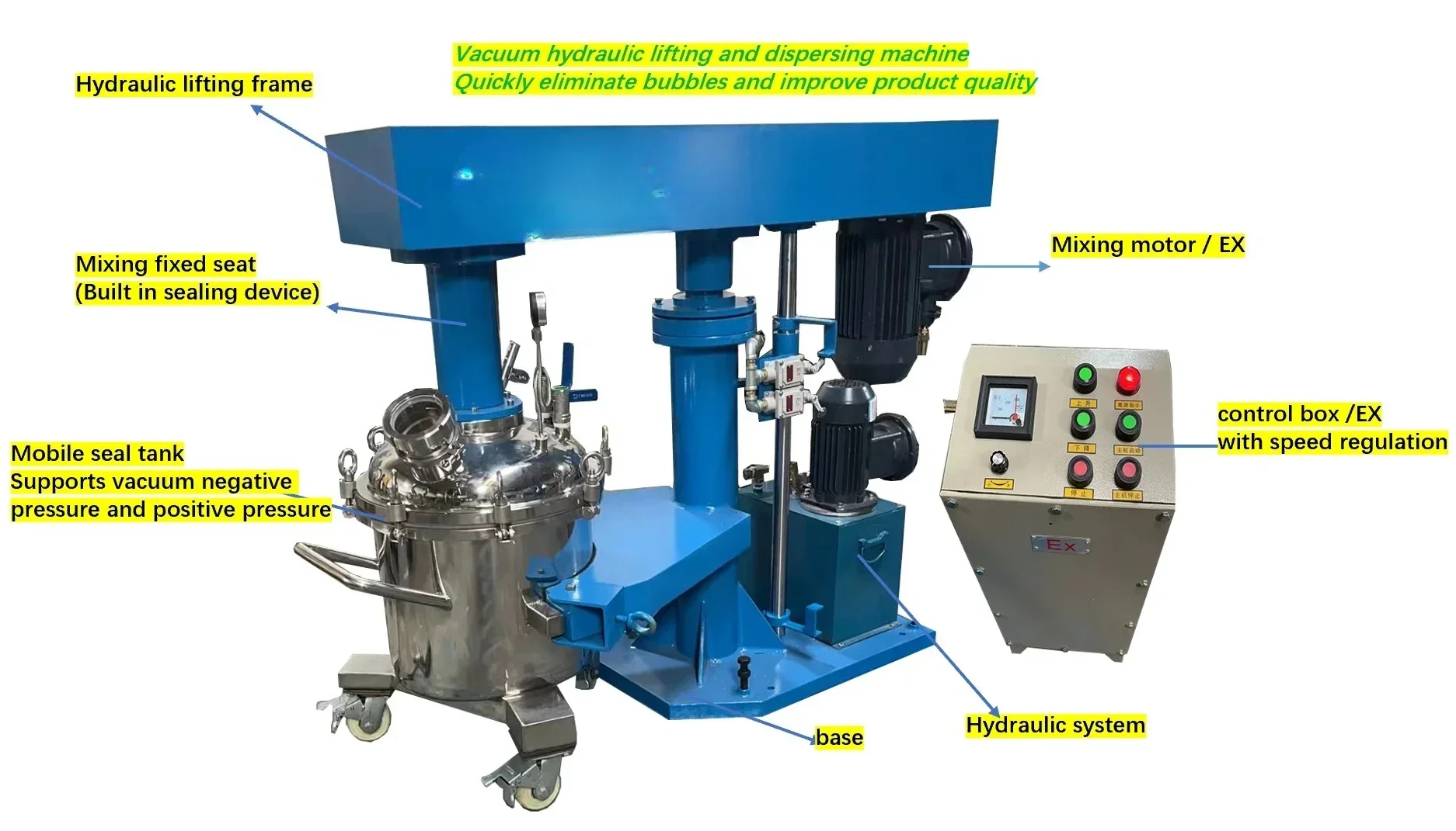 Hot Sales Hydraulic Lifting High Speed Disperser Mixer Machine for Seaming Agent AB Adhesive factory price