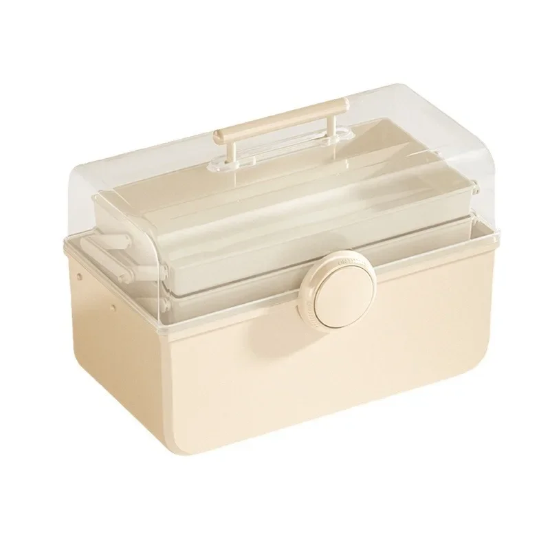 Scatola portaoggetti per trucco rosa per donna con manico scatola portaoggetti cosmetica Organizer custodia per trucco portatile a 3 strati per la