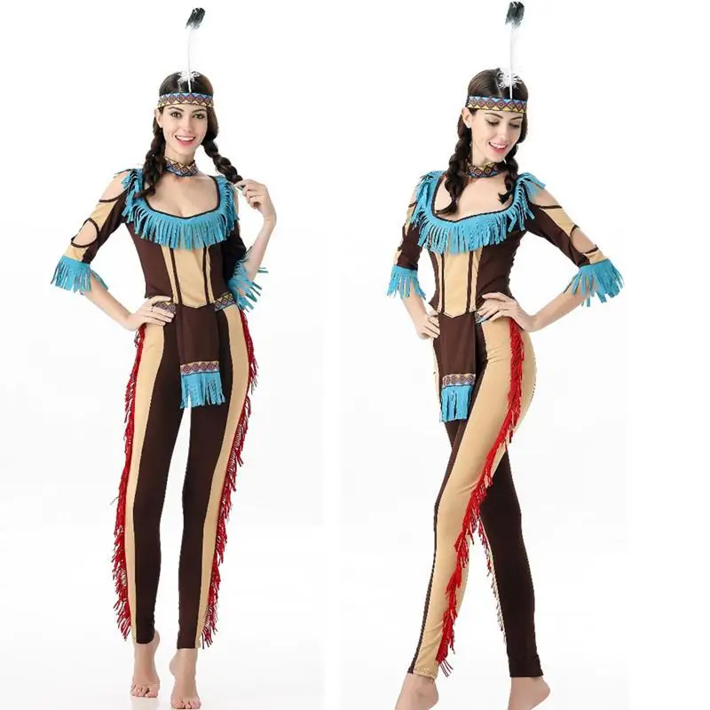 

Indian Costume Women's Tribal Native American Festival Masquerade Dance Cosplay Outfit Traditional Ethnic Stage Performance Gift