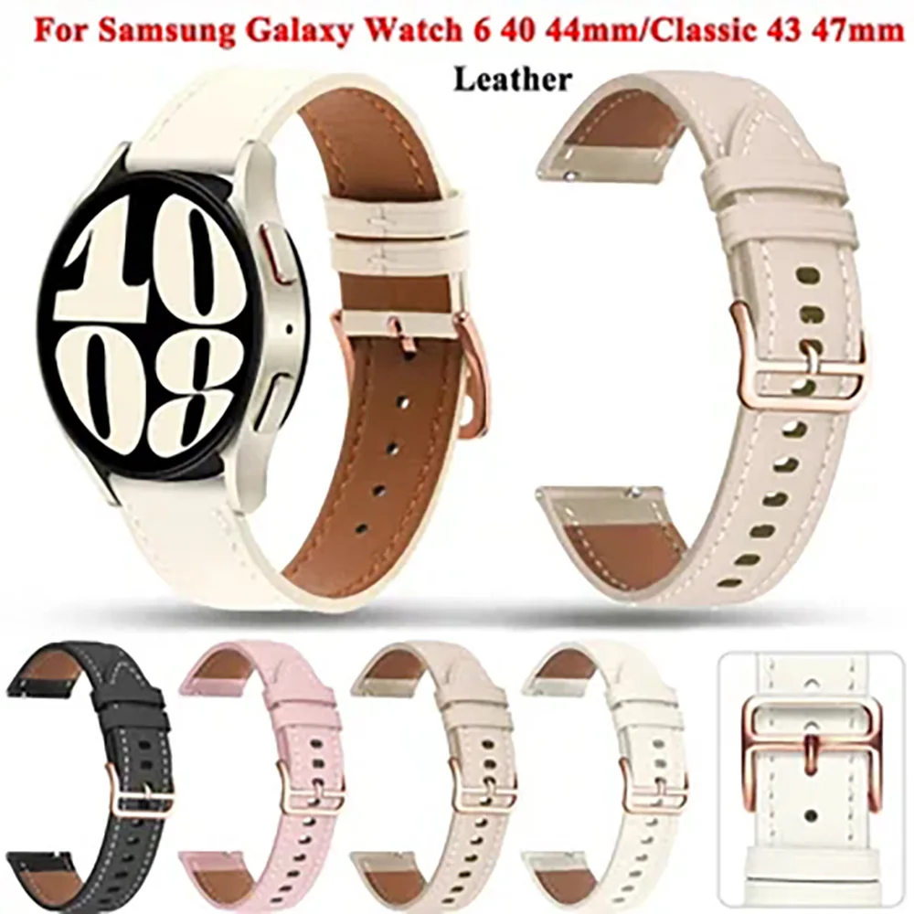 20mm PU Leather Smart Straps For Samsung Galaxy Watch5 Pro 45mm/4 40/44mm Active 2 Bracelet Galaxy Watch4 Classic 46/42mm Correa