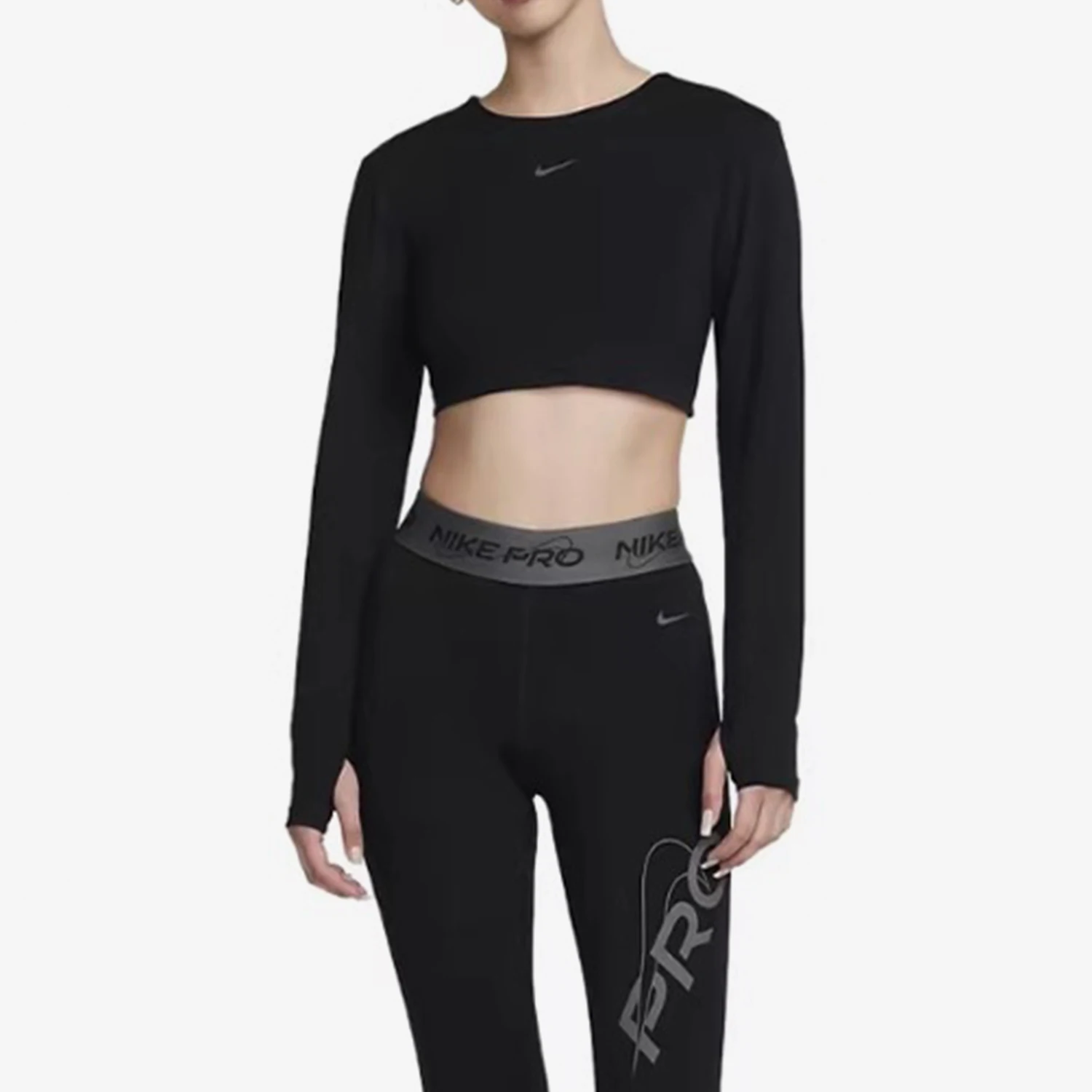 

Официальный оригинальный Nike 2024, новый женский короткий спортивный дышащий спортивный рукав с круглым вырезом и длинным рукавом FB5234-010