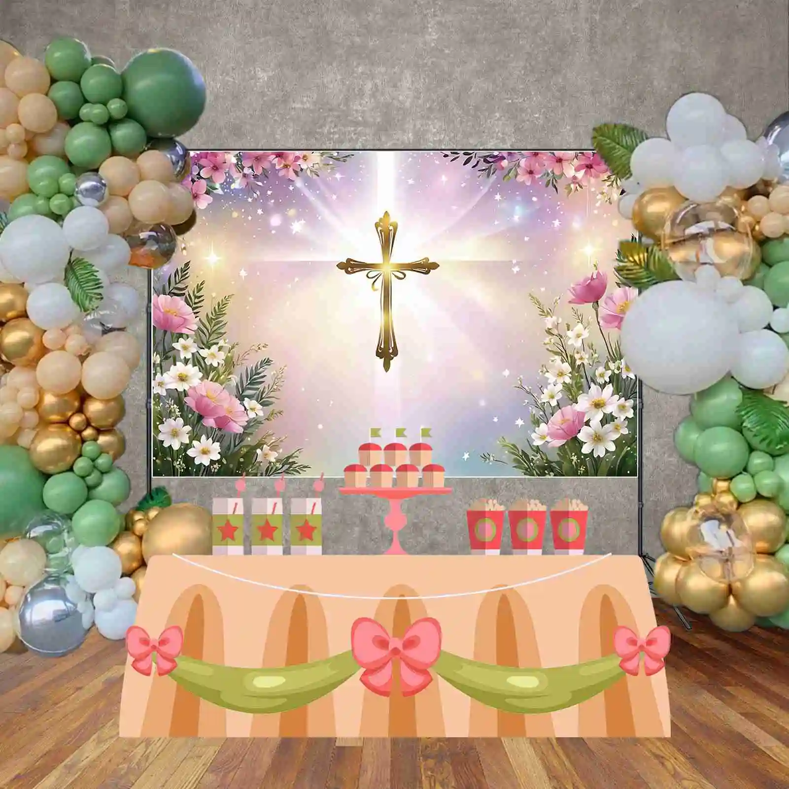 MOON.QG Boy Baptism Backdrop Girl Holy First Communion Background Child Christening Decoration Party Banner Photography Props