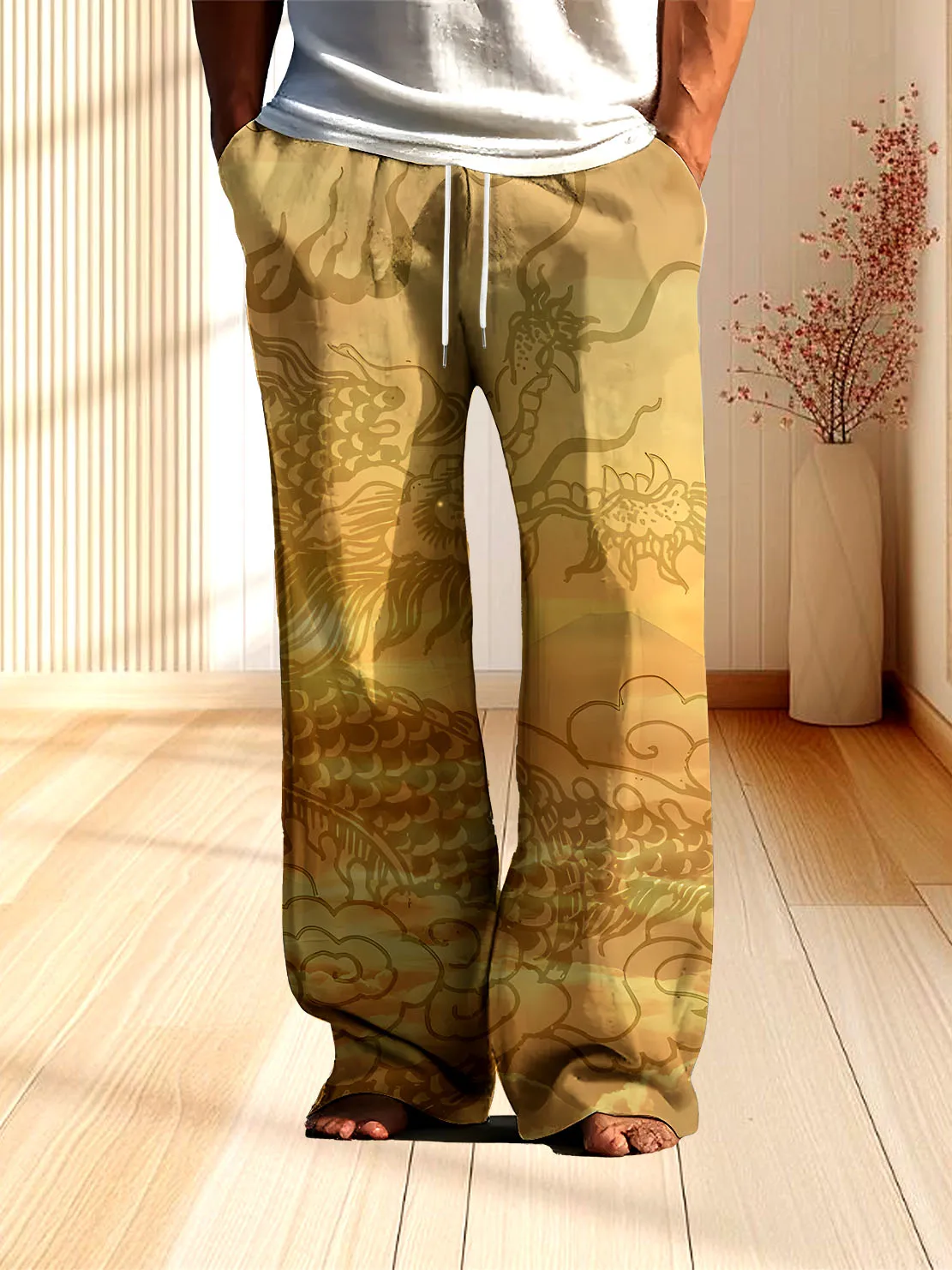 

Новые мужские брюки с 3D цифровой печатью дракона, весенние и осенние домашние повседневные брюки, которые быстро сохнуть и не выцветают.