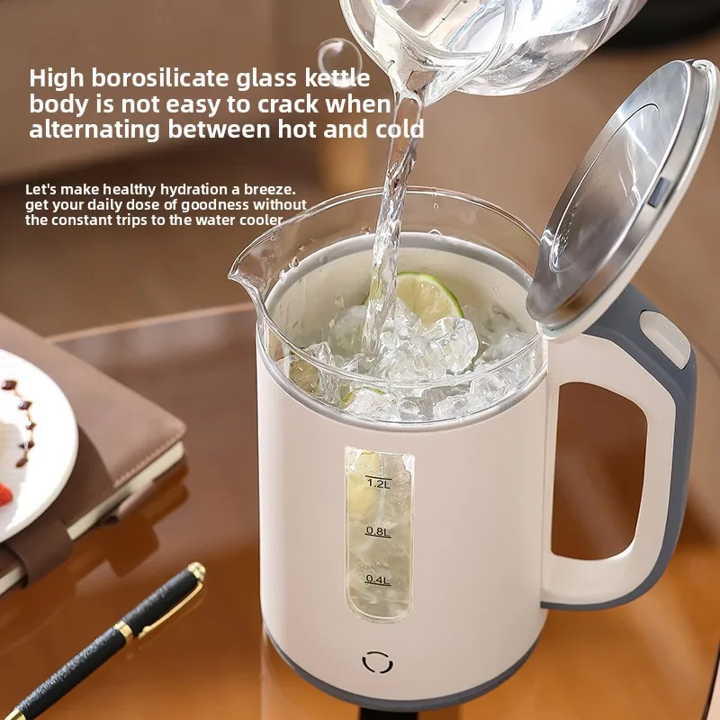 1000W 1.2L Glass Electric Kettle Stainless Steel Heating Base 220V/110V Home Use