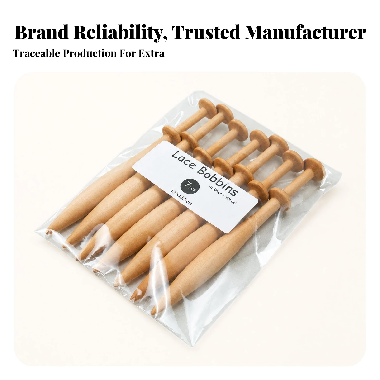 7 Pieces Smooth Surface Beech Wood Bobbins Easy to Store Craft Supplies Wooden Lace Bobbins Collar Rings