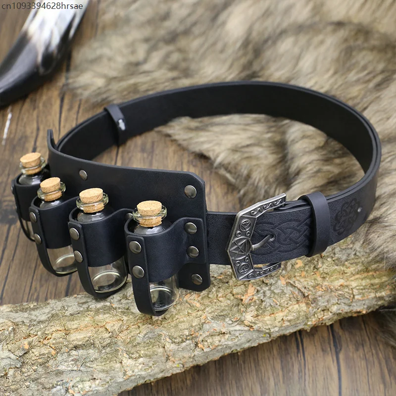 Porta profumo per bottiglia di pozione magica da strega medievale con 4 bottiglie di alchimia fiaschetta per pozioni cintura in vita mago LARP puntelli cosplay