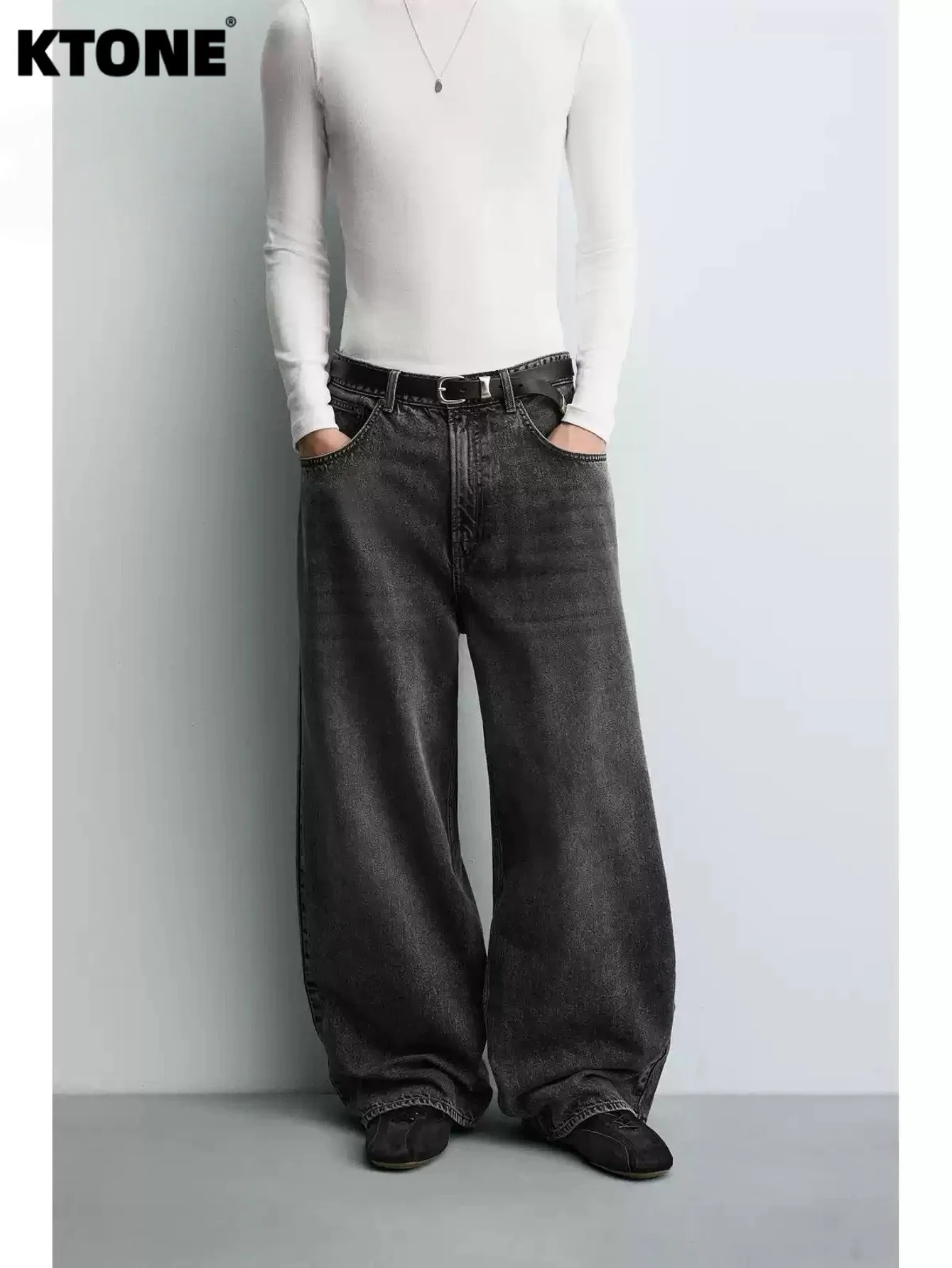 

Минималистичные простые джинсы черного цвета для мужчин в стиле Y2K, легкие, в стиле ретро, без аксессуаров и ремней.