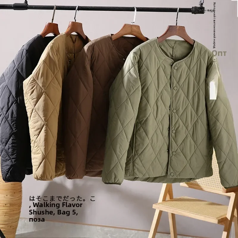 Autumn and Winter Warm Retro Mountain Style Quilted Diamond Grid Versatile Coat, Couple Cotton Jacket, Cotton Jacket