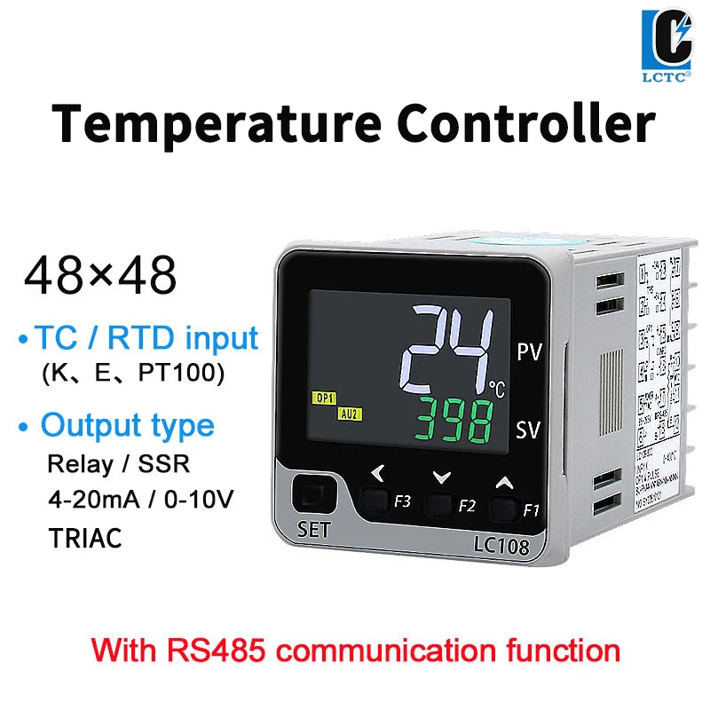 Thermostat Temperature Controller 85-265VAC TC/RTD Input SSR/Relay Output Digital LCD Display Programmable for  Oven