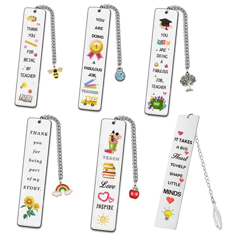 Pingente de folha de aço inoxidável, Book Lovers Bookmark, Presente para mulheres, Homens, Amigos, Professor, Classmate, Lovers, 14 Pcs