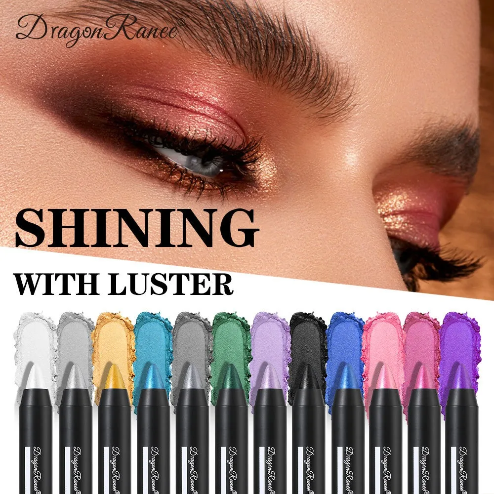 Metallic Glitter Eyeshadow Stick Smoky Dark Green Eye Shadow Pencil Waterproof Pearlescent Highlighter Eyeliner Pencil Cosmetics