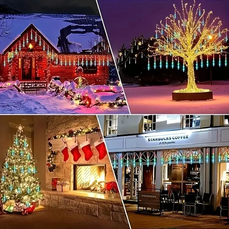 30/50 سنتيمتر ضوء الشمس التخييم الديكور في الهواء الطلق الجنية أضواء 8 أنابيب Led النيزك دش المطر سلسلة ضوء لحديقة شجرة تزيين