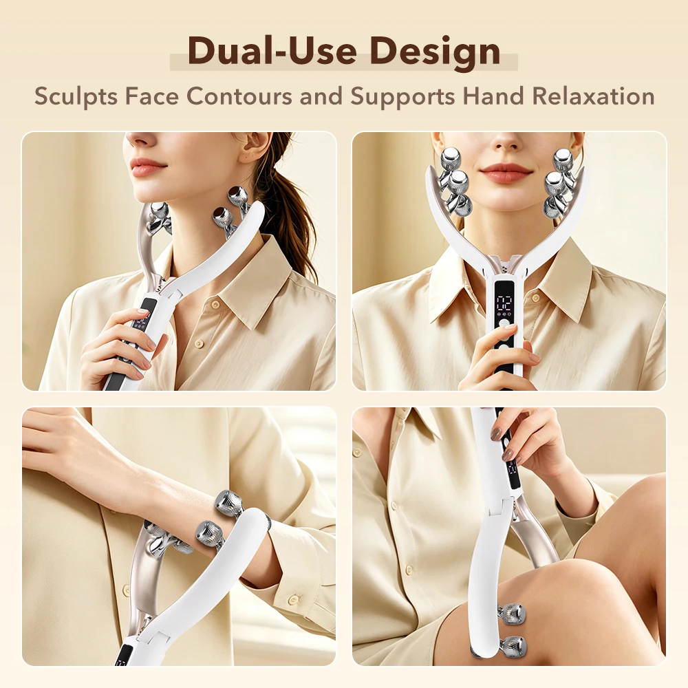 Electric EMS Facial Roller Face V-Line Lifting Sculpting Massager 3 Mode 19 Level 8 Roller Face Hand Masasge Roller Rechargeable view 4