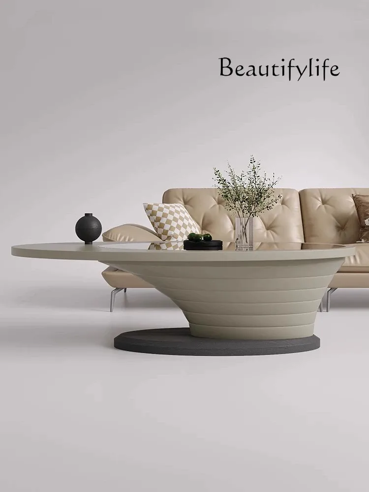 

Coffee Table Living Room Home Small Apartment Light Luxury Modern Simple Oval Glass Tea Table Advanced