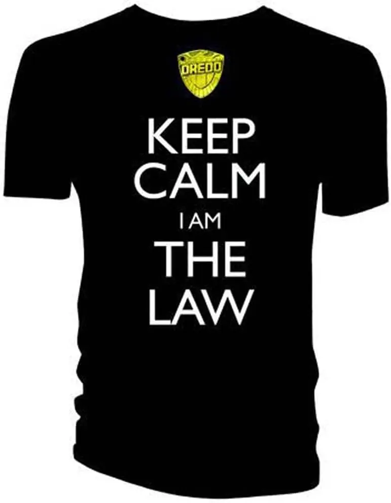 Mens T-Shirt Judge Dredd Keep Calm I Am The Law Black L