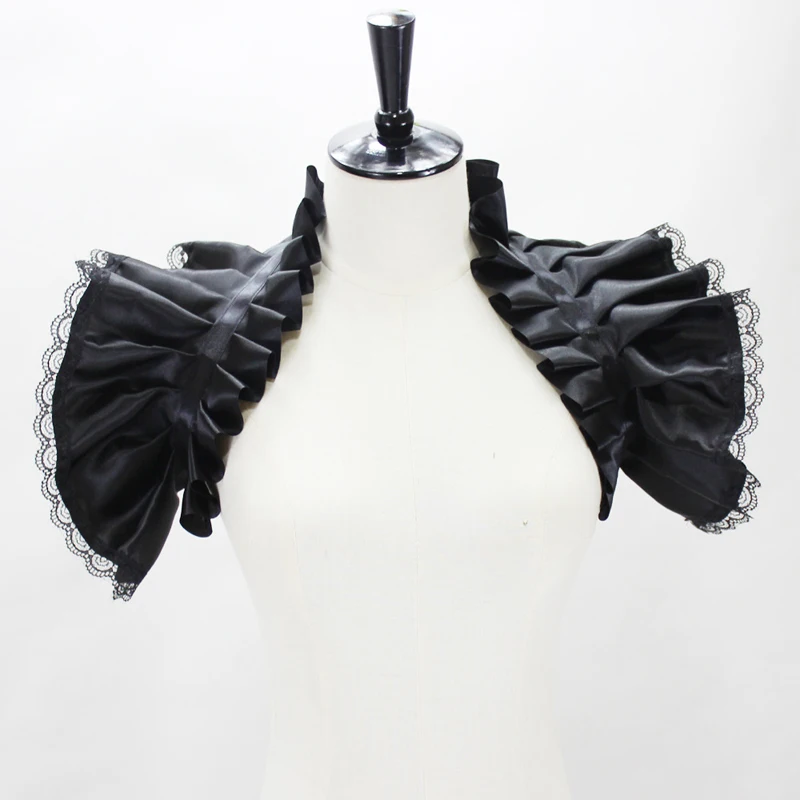 Renaissance Satin Neck Ruff Ruffled Collar Gothic Fake Collar Pleated Sleeve Shawl Stage Costumes Cosplay Victorian Neck Ruff