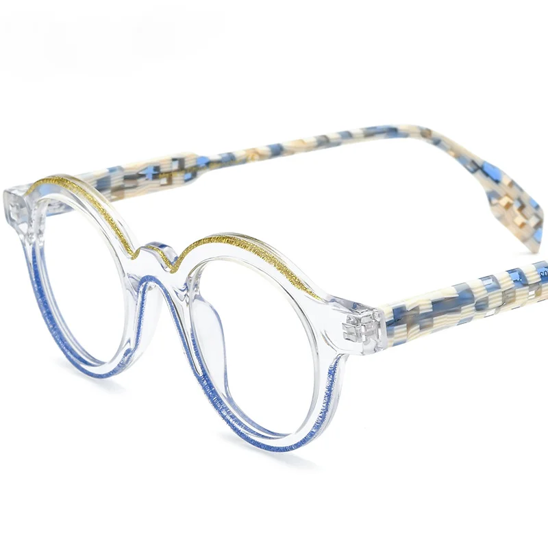 

New Sparkling Powder Board Fashionable and Trendy Round Glasses Frame for Small Faced Men