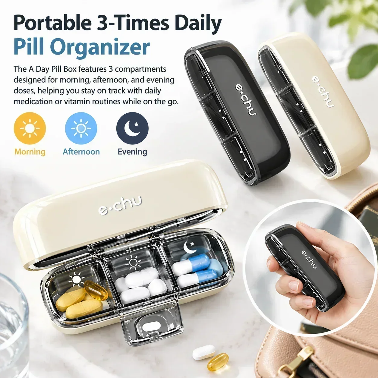 Weekly Pill Box Organiser Daily Large Capacity Durable Pill Dispenser Travel Health & Beauty Health Care Pill Vitamin Container