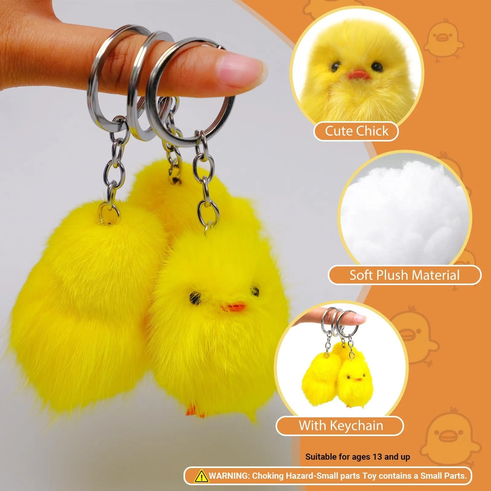 Small Chicken Keychain Easter Fluffy Chicks Mini Realistic Plush Chick Keychain for Easter Party Favors