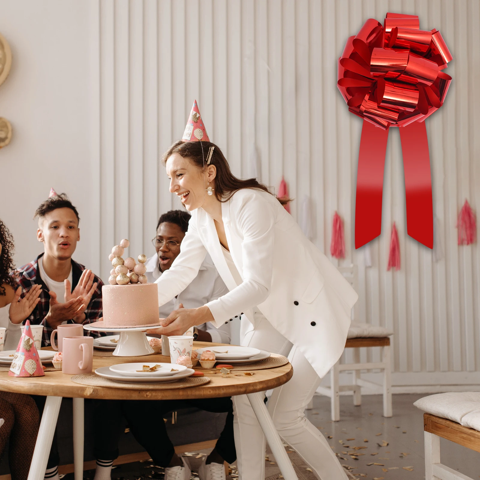 14 بوصة هدية كبيرة سحب القوس كبير معدني أحمر سيارة الانحناء الشريط لهدايا عيد ميلاد الزفاف التفاف عيد الميلاد ديكور المنزل