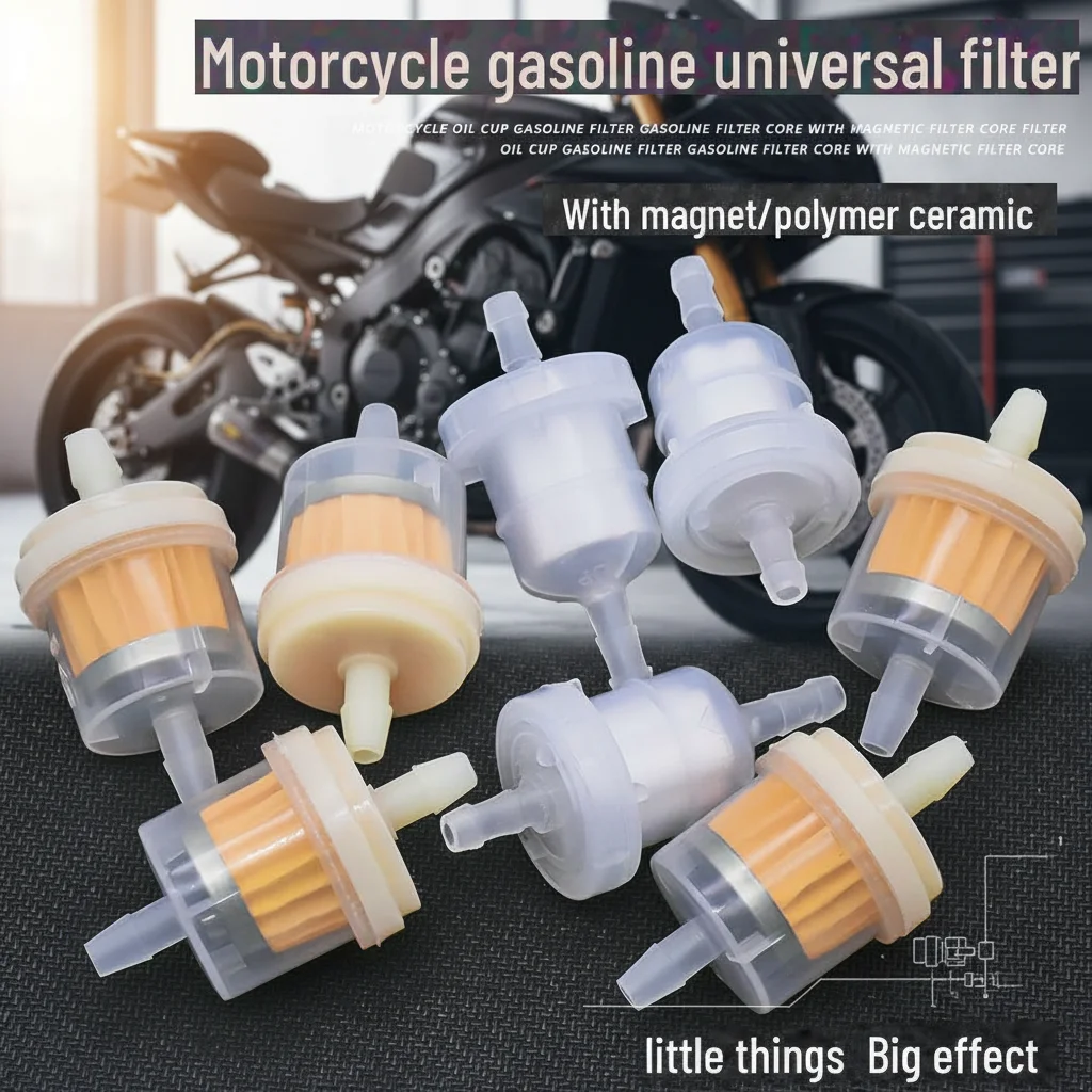 Motorcycle Carburetor Oil Cup with Magnet Gasoline Filter Element Steam Filter - Fuel Oil Separator Cup for Motorcycle Maintenan