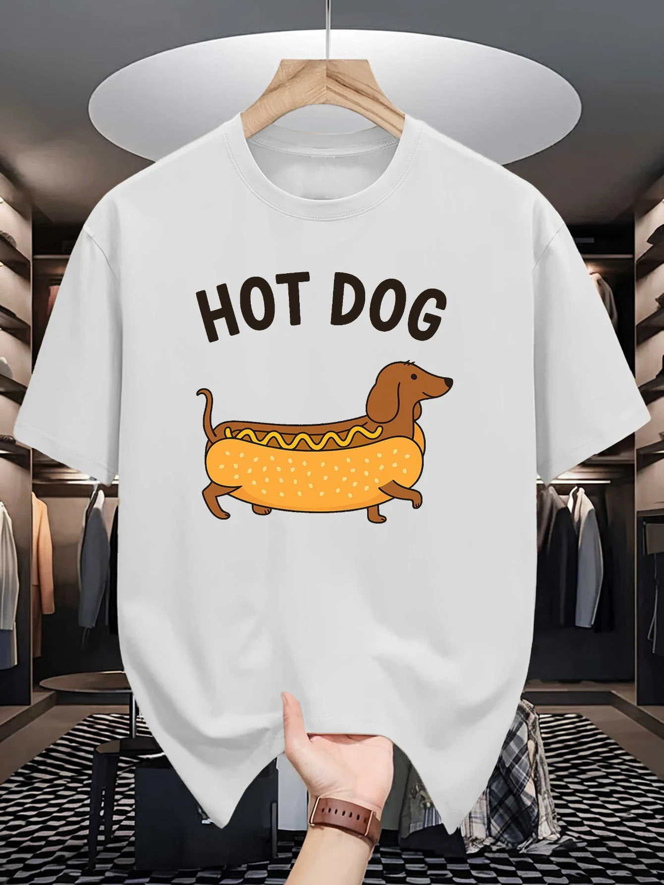 Hot Dog Dachshund Print Mens T Shirt Novelty Short Sleeve Tees Casual Street Tops Gift For Dog Lovers Summer Male Outfit