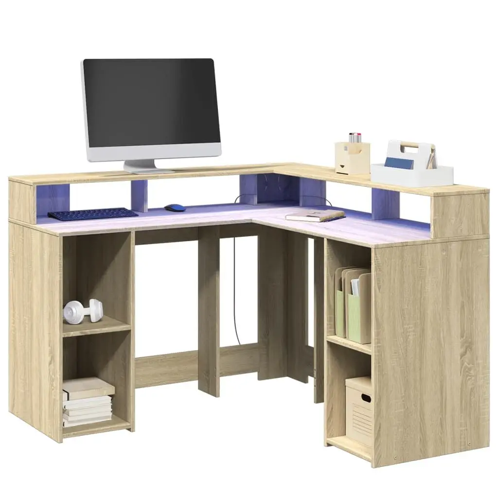 

Desk Sonoma Oak Engineered Wood L-shaped Desk Rectangular