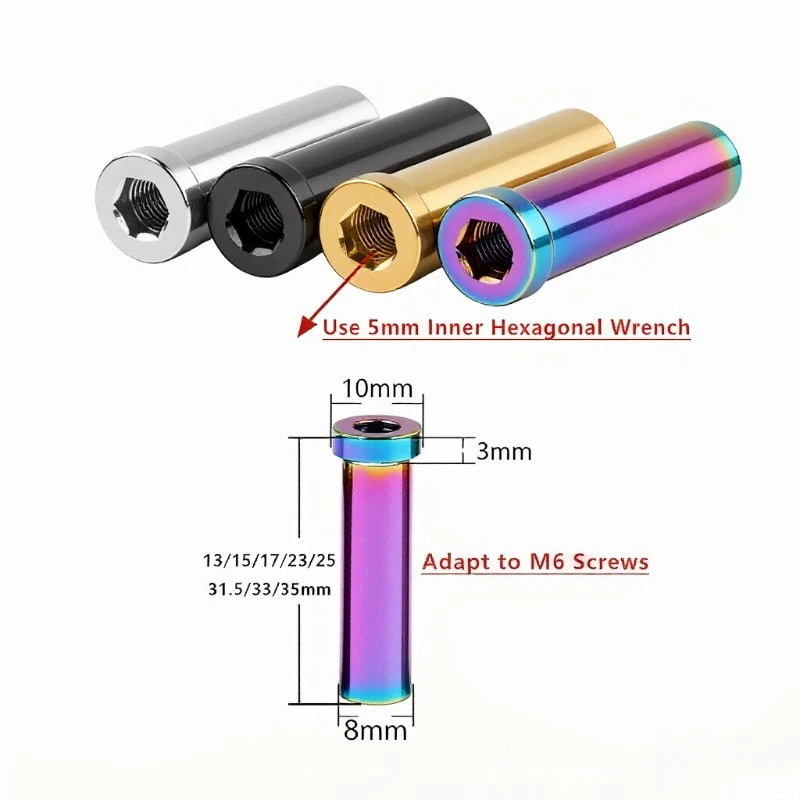 2PCS Titanium alloy Brake Caliper Recessed Nut M6 Length13/15/17/23/25/31.5/33/35mm for Road Bicycle Brake Caliper C Clamp Fix