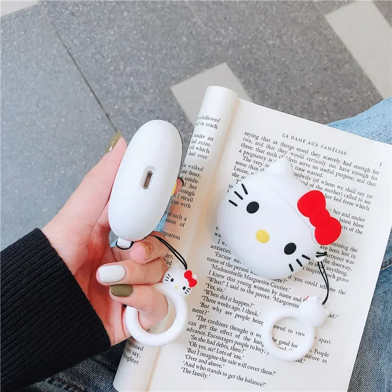 Hello Kitty Anime Sanrio Compatible Headphone Set Silicone PC Case AirPods 1/2/3 Pro/2 Apple Bluetooth Headphone Charging Case