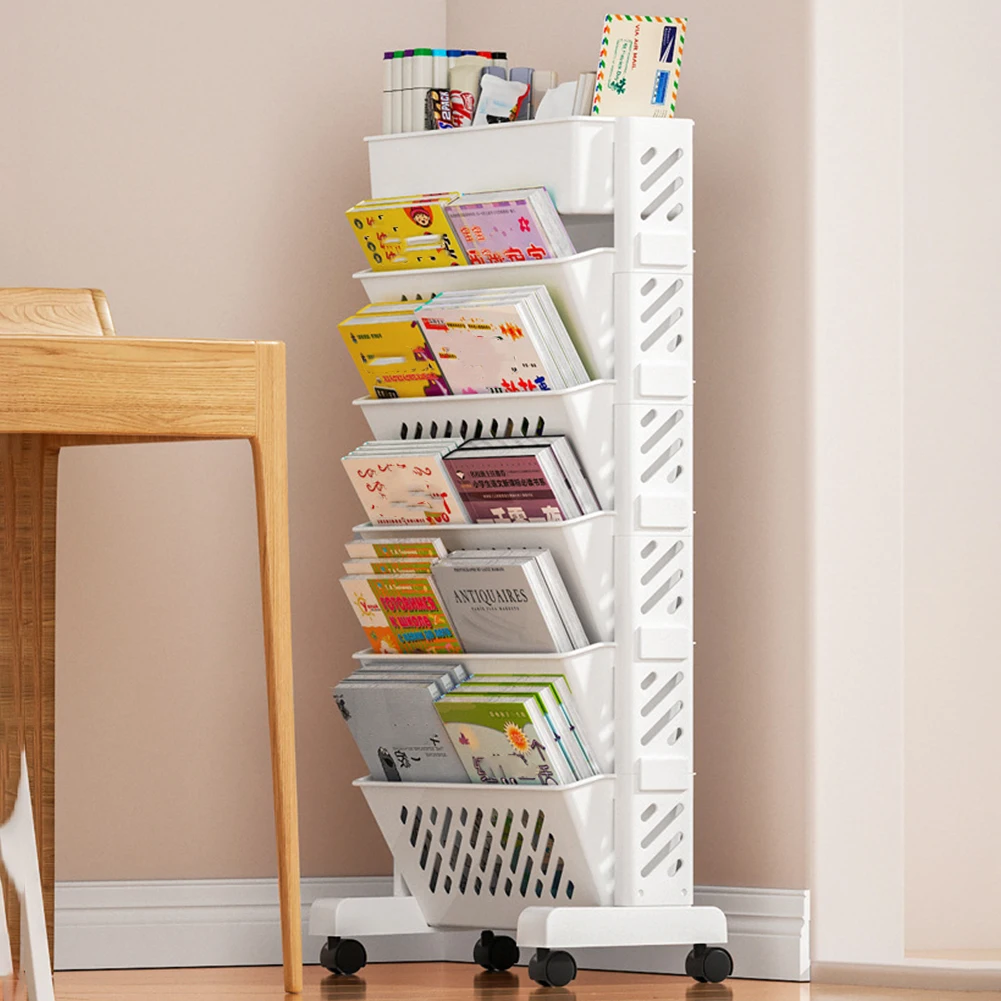 

5/6 Layer Mobile Storage Trolley Removable Book Storage Organizer Rack Multi-Purpose Large Capacity for Home Bedroom Living Room